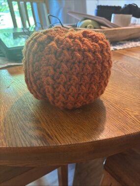 Handmade Crochet Pumpkin Decor - Rust Orange